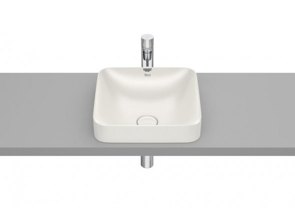 Umywalka blatowa cienkościenna Roca Inspira 37×37 cm Square FINECERAMIC® beżowy A32753R650