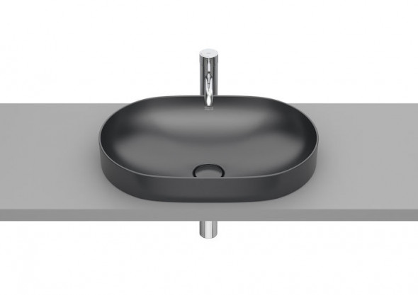 Umywalka blatowa cienkościenna Roca Inspira 55×37 cm Round FINECERAMIC® onyks A327527640