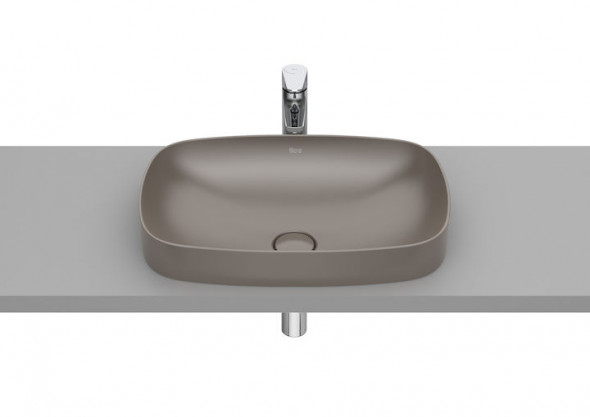 Umywalka blatowa cienkościenna Roca Inspira 55×37 cm Soft FINECERAMIC® cafe A327504660