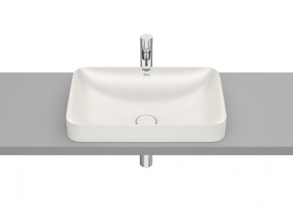 Umywalka blatowa cienkościenna Roca Inspira 55×37 cm Square FINECERAMIC® beżowy A327534650