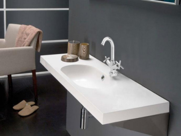 Umywalka dolomitowa blatowa Bathco Ice 80 cm 0517