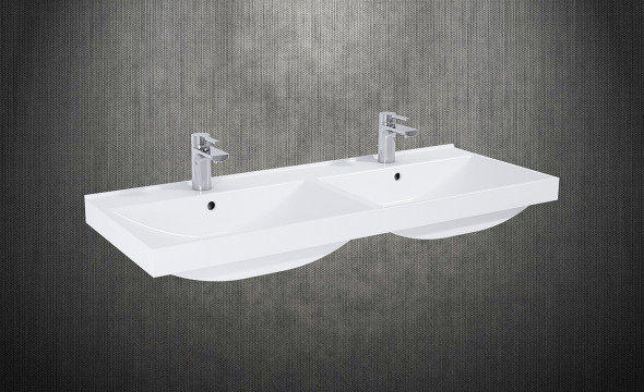 Umywalka dwukomorowa wpuszczana w blat Elita MAXXI 120 Duo Ceram Biała 120x46cm 145825