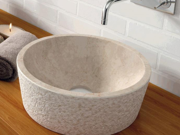 Umywalka kamienna nablatowa Bathco Dual Beige 00307