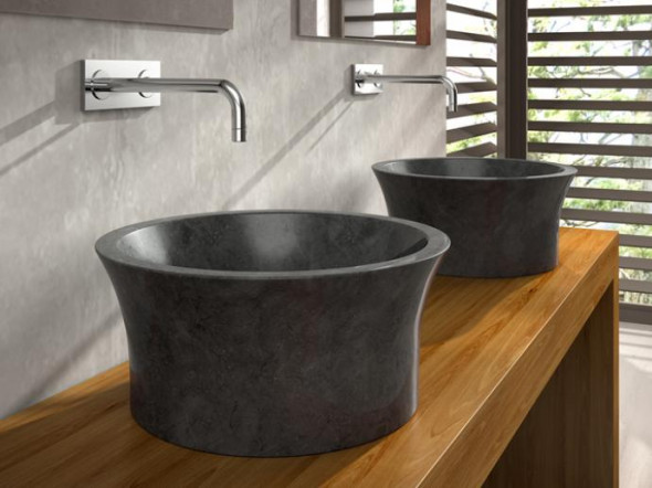 Umywalka kamienna nablatowa Bathco Manila Negro 00327
