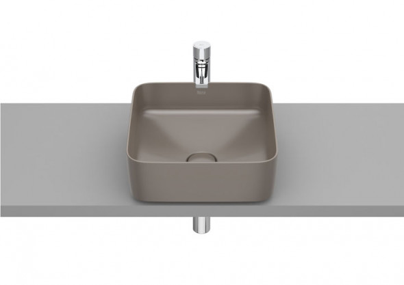 Umywalka nablatowa cienkościenna Roca Inspira 37×37 cm Square FINECERAMIC® cafe A327532660
