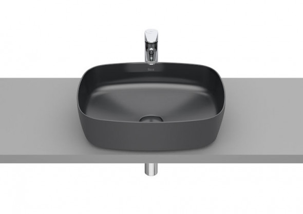 Umywalka nablatowa cienkościenna Roca Inspira 50×37 cm Soft FINECERAMIC® onyks A327500640