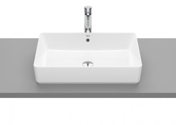 Umywalka nablatowa prostokątna Roca Gap Square 60x37 cm Maxi Clean biały A3270Y200M @