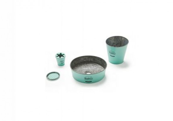 Umywalka nablatowa + set Bathco Kioto Zinc Aquamarina 35x35x10cm 8329 @ ^