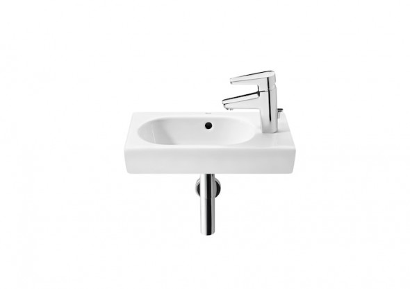 Umywalka ścienna Compacto z otworem na baterię po prawej stronie Roca Meridian 45x25 cm A327248000