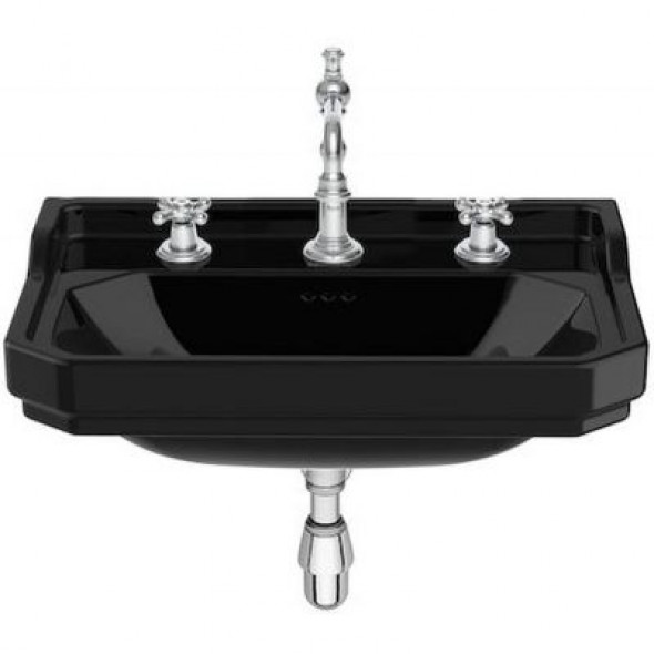 Umywalka ścienna Roca Carmen 65x48 cm czarny połysk A3270A1563