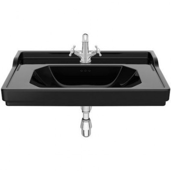 Umywalka ścienna Roca Carmen 80x50 cm czarny połysk A3270A0560