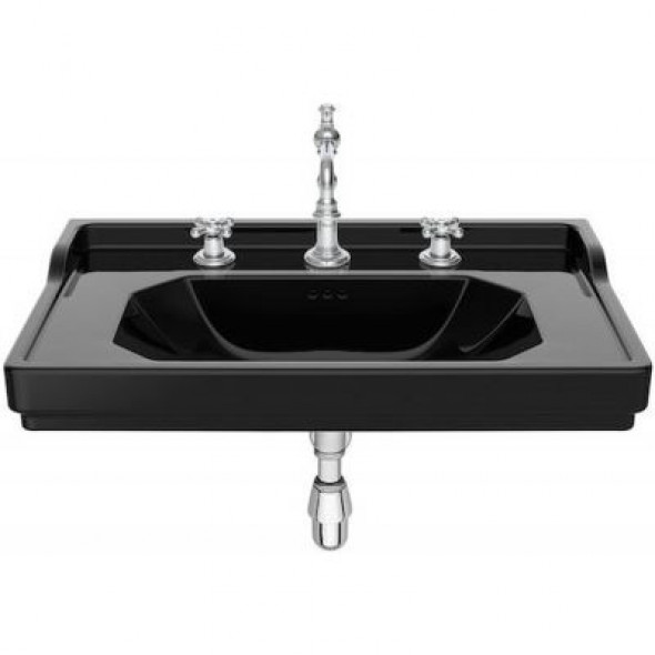 Umywalka ścienna Roca Carmen 80x50 cm czarny połysk A3270A0563