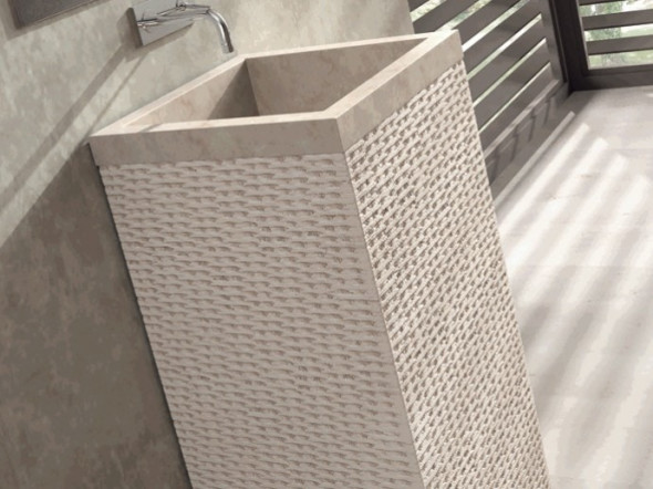 Umywalka stojąca Bathco Borneo beige 45x45cm 00330/WL