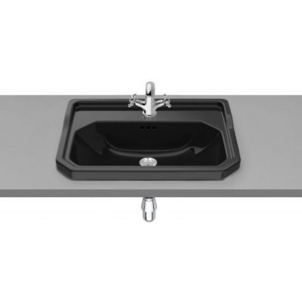 Umywalka wpuszczana Roca Carmen 60x45 cm czarny połysk A3270A5560