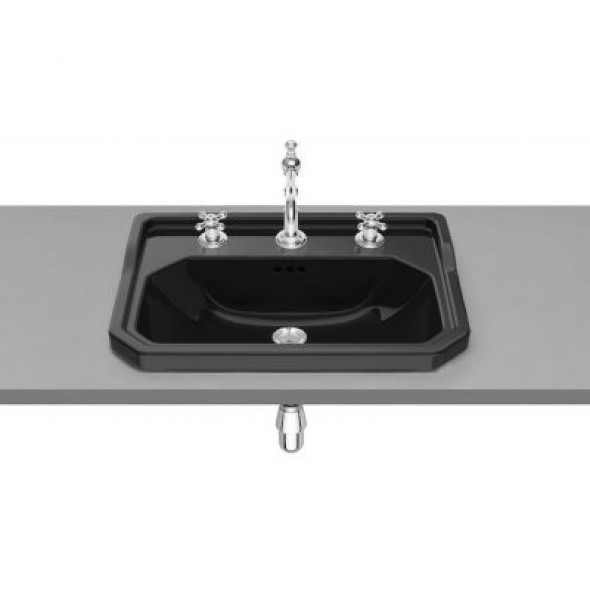 Umywalka wpuszczana Roca Carmen 60x45 cm czarny połysk A3270A5563