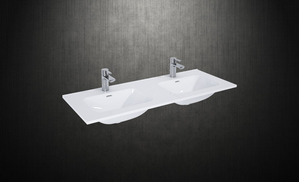 Umywalka wpuszczana w blat dwukomorowa wpuszczana w blat Elita Skappa 120 Duo Ceram Biała 121x46cm 145875