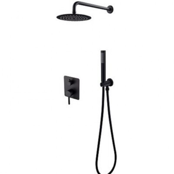 Zestaw prysznicowy podtynkowy Besco Decco/Illusion II czarny mat BP-DIII-CZ