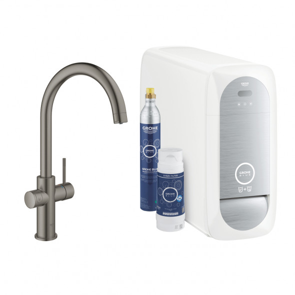 Zestaw startowy z wylewką C Grohe Blue Home Brushed hard graphite 31455AL1