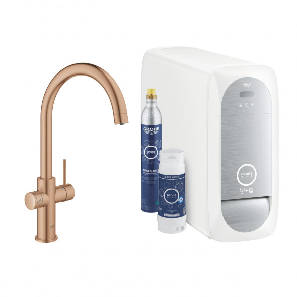 Zestaw startowy z wylewką C Grohe Blue Home Brushed warm sunset 31455DL1