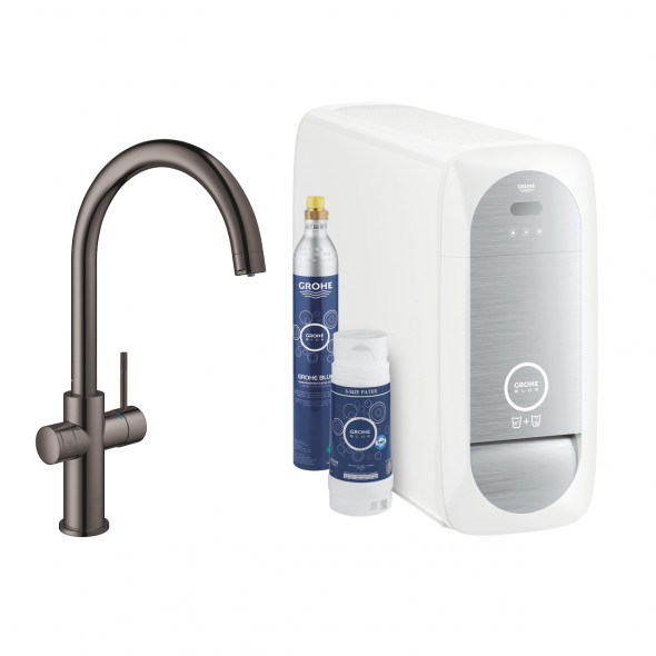 Zestaw startowy z wylewką C Grohe Blue Home Hard graphite 31455A01