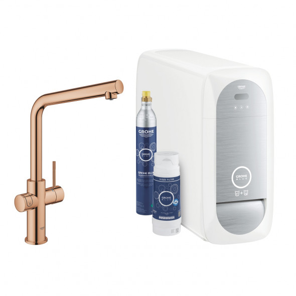 Zestaw startowy z wylewką w kształcie L Grohe Blue Home warm sunset 31454DA1