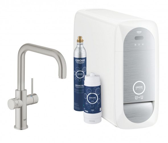 Zestaw startowy z wylewką w kształcie U Grohe Blue Home stal nierdzewna 31456DC1