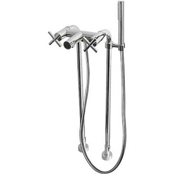 Zestaw wannowy z przyłączem podłogowym i bateria wolnostojąca Tres Bimax Chrom 163194