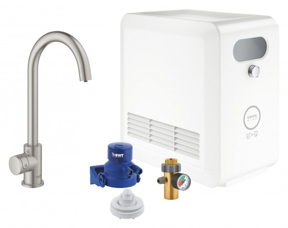 Zestaw z wylewką w kształcie C Grohe Blue Professional Stal nierdzewna 31302DC2