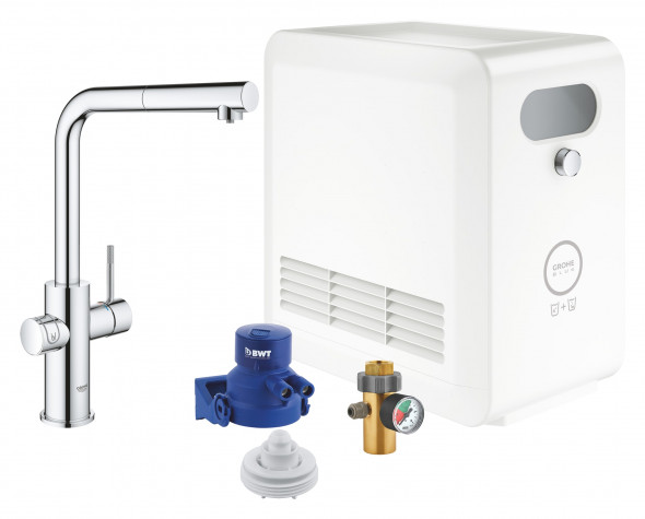 Zestaw z wylewką w kształcie L Grohe Blue Professional Chrom 31326002