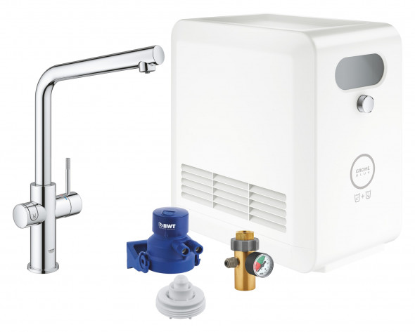 Zestaw z wylewką w kształcie L Grohe Blue Professional chrom 31347003