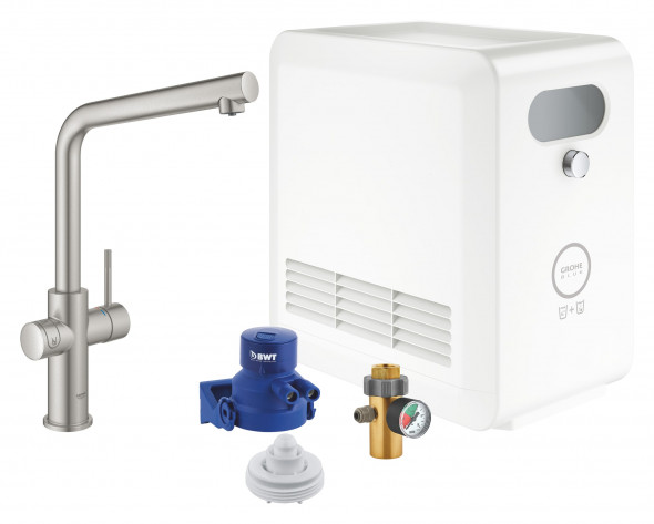 Zestaw z wylewką w kształcie L Grohe Blue Professional Stal nierdzewna 31347DC3