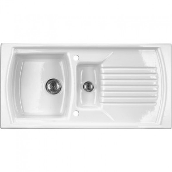 Zlewozmywak Deante Lusitano 1,5-komorowy z ociekaczem biały ZCL651N