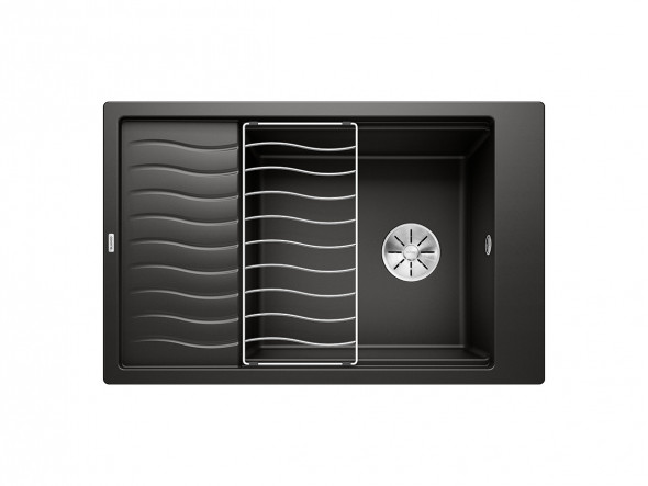 Zlewozmywak granitowy Blanco Elon XL 6 S Silgranit PuraDur 78x50cm Czarny odwracalny, InFino, kratka ociekowa 525883