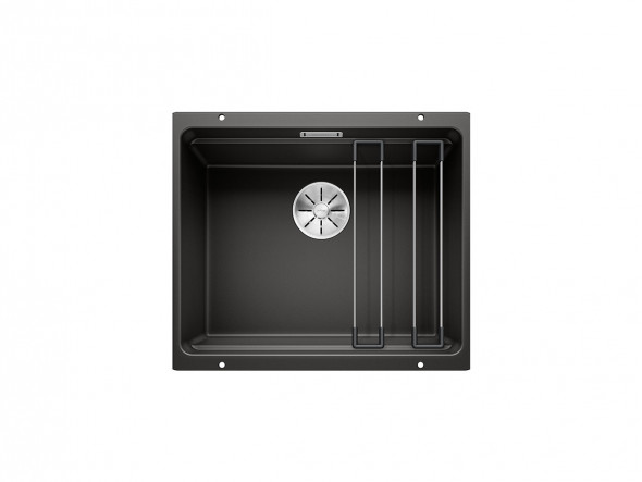 Zlewozmywak granitowy BLANCO ETAGON 500-U Silgranit 53x46cm czarny, InFino, szyny 525887