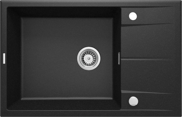Zlewozmywak granitowy Deante Eridan grafit metalik granit 1 z ociekaczem 780X500X210, 3,5" + osprzęt space saver lux ZQE_G11B