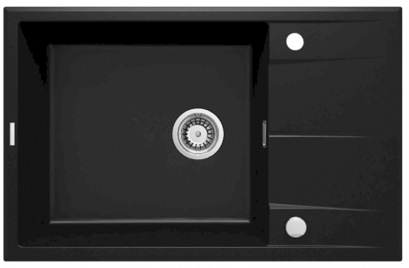 Zlewozmywak granitowy Deante Eridan nero granit 1 z ociekaczem 780X500X210, 3,5" + osprzęt space saver lux ZQE_N11B