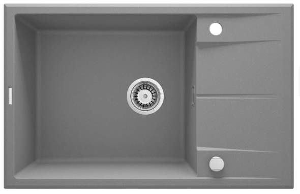 Zlewozmywak granitowy Deante Eridan szary metalik granit 1 z ociekaczem 780X500X210, 3,5" + osprzęt space saver lux ZQE_S11B