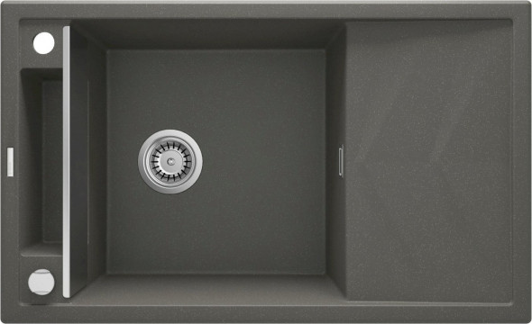 Zlewozmywak granitowy Deante Magnetic antracyt 1 z ociekaczem 820X500X219, 3,5" + osprzęt space saver ZRM_T113
