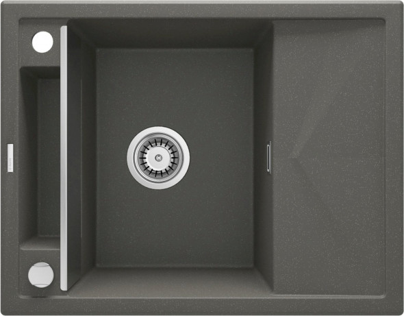 Zlewozmywak granitowy Deante Magnetic antracyt 1 Z/KO 640X500X219, 3,5" + osprzęt space saver ZRM_T11A