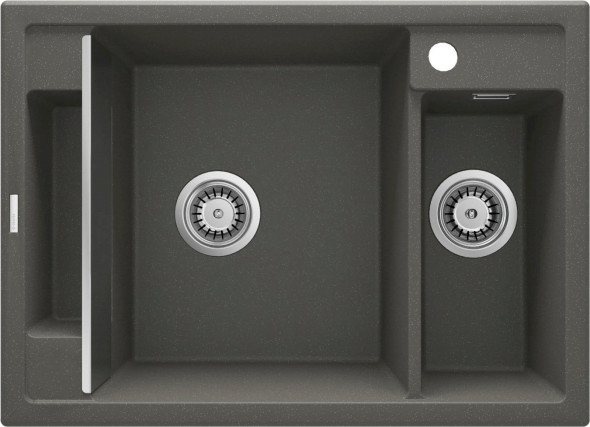 Zlewozmywak granitowy Deante Magnetic antracyt metalik granit 1,5K 690X500X219MM + osprzęt space saver ZRM_T503