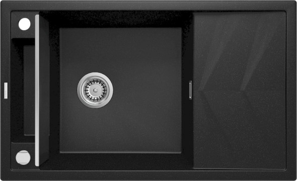 Zlewozmywak granitowy Deante Magnetic grafit 1 z ociekaczem 820X500X219, 3,5" + osprzęt space saver ZRM_G113