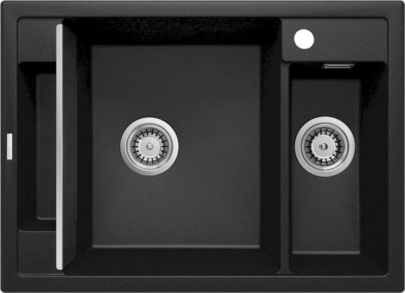 Zlewozmywak granitowy Deante Magnetic grafit 1,5K 690X500X219MM + osprzęt space saver ZRM_G503