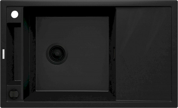 Zlewozmywak granitowy Deante Magnetic nero granit 1 z ociekaczem 820X500X219, 3,5" + osprzęt space saver NERO ZRM_N113