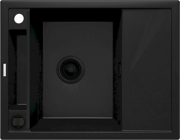 Zlewozmywak granitowy Deante Magnetic nero granit 1 Z/KO 640X500X219, 3,5" + osprzęt space saver NERO ZRM_N11A