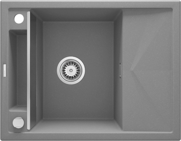 Zlewozmywak granitowy Deante Magnetic szary 1 Z/KO 640X500X219, 3,5" + osprzęt space saver ZRM_S11A