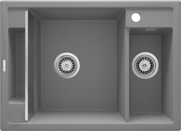 Zlewozmywak granitowy Deante Magnetic szary metalik granit 1,5K 690X500X219MM + osprzęt space saver ZRM_S503