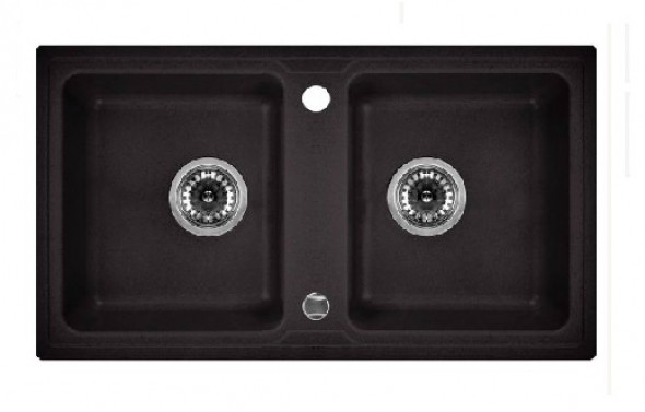 Zlewozmywak granitowy Deante Zorba 2-komorowy bez ociekacza grafitowy 78x43 ZQZ2203