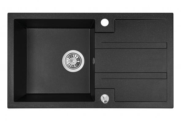 Zlewozmywak granitowy Laveo Barbados 76x44 cm 1-komorowy czarny SBB_711T