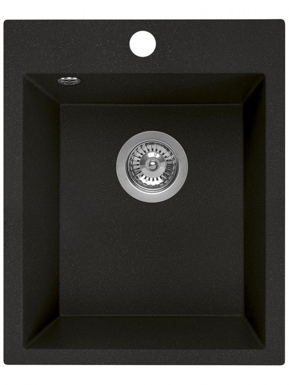 Zlewozmywak granitowy Laveo Chichi 48x39 cm 1-komorowy czarny SBH_710T