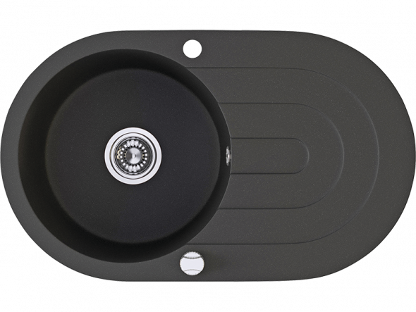 Zlewozmywak granitowy Laveo Dafne 78x47 cm 1-komorowy czarny SBD_781T